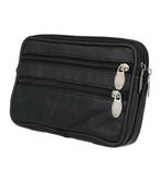 Heuptas Dubbele Rits 19cm Leder Zwart, Nieuw
