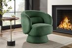 Draaibare design fauteuil BOSSA NOVA 80cm mosgroen bouclé -, Huis en Inrichting, Fauteuils, Ophalen of Verzenden, Nieuw
