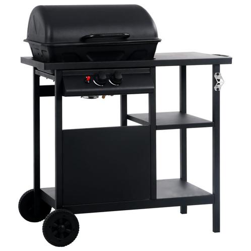 vidaXL Gasbarbecue met 3-laags zijtafel zwart, Tuin en Terras, Gasbarbecues, Nieuw, Verzenden