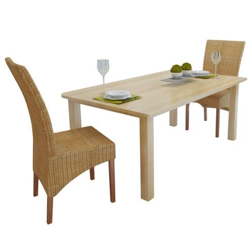 vidaXL Eetkamerstoelen 2 st natuurlijk rattan bruin, Huis en Inrichting, Stoelen, Bruin, Nieuw, Verzenden