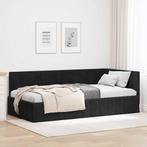 vidaXL Hoekbedframe met hoofdeinde Zwart 100 x 200 cm, Huis en Inrichting, Slaapkamer | Bedden, Verzenden, Nieuw, Zwart, Hout