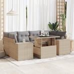 vidaXL 7-delige Loungeset met kussens poly rattan beige, Verzenden, Nieuw, Rotan, Loungeset