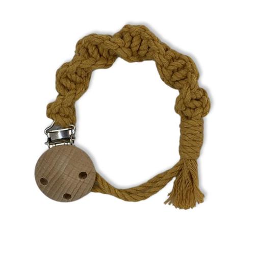 Macramé Speenkoord Spiral - Okergeel - Katoen - Macramé -, Kinderen en Baby's, Overige Kinderen en Baby's, Nieuw, Ophalen of Verzenden
