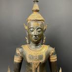 115 cm! Zittende Koning Boeddha van brons,, Antiek en Kunst