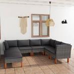 vidaXL 8-delige Loungeset met kussens poly rattan grijs, Nieuw, 8 zitplaatsen, Loungeset, Verzenden