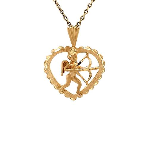 Gouden hart hanger met cupido 14 krt, Sieraden, Tassen en Uiterlijk, Kettinghangers, Nieuw, Ophalen of Verzenden