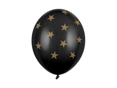 Zwarte Ballon Gouden Sterren 30cm 6st, Hobby en Vrije tijd, Feestartikelen, Nieuw, Verzenden