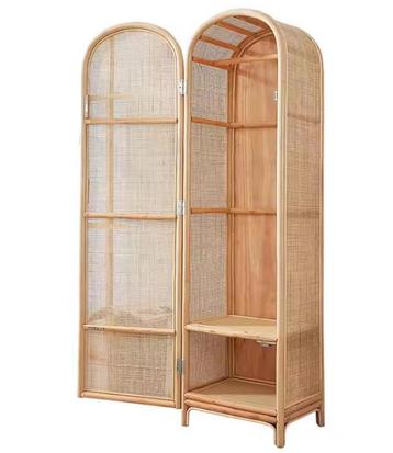 apans Rotan Kast met Deur – Houten Opbergkast voor Slaapkame