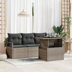 vidaXL Tuin Sofa Set met opslag 5 pcs Grijs Poly riet, Tuin en Terras, Verzenden, Nieuw, Rotan