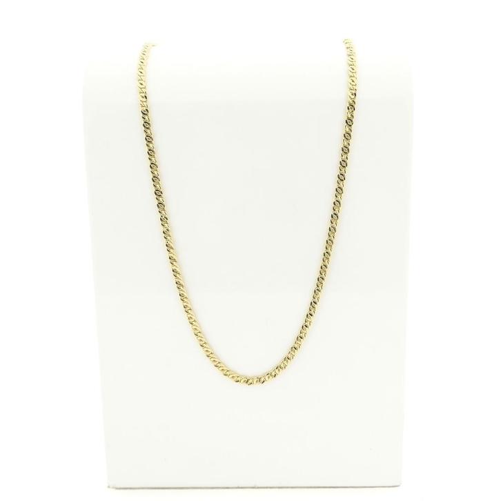 Gouden fantasieschakel ketting; Heren, Sieraden, Tassen en Uiterlijk, Kettingen, Overige kleuren, Gebruikt, Goud, Ophalen of Verzenden