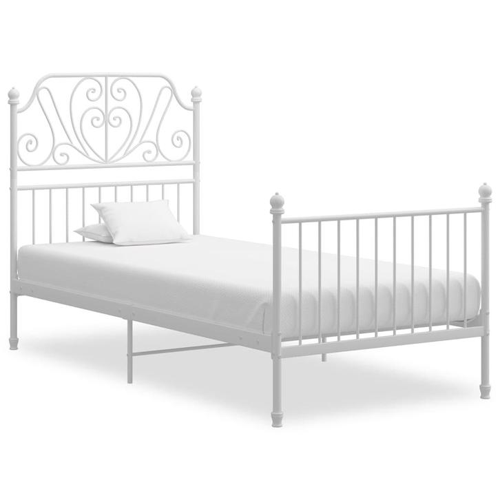 vidaXL Bedframe metaal wit 90x200 cm, Huis en Inrichting, Slaapkamer | Bedden, 90 cm, 200 cm, Wit, Eenpersoons, Nieuw, Metaal