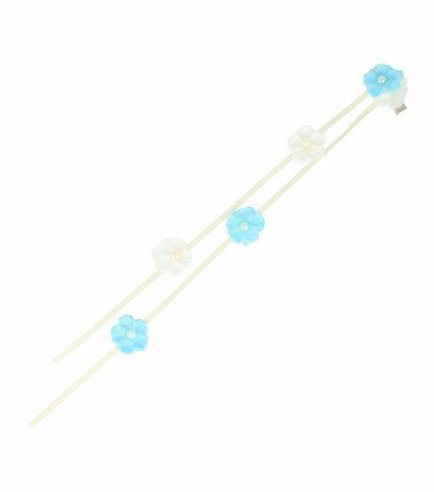 Haarspeld Duckklem Linten Bloemen Wit Blauw, Sieraden, Tassen en Uiterlijk, Uiterlijk | Haarverzorging, Verzenden