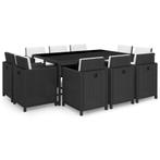 vidaXL 11-delige Tuinset met kussens poly rattan zwart, Verzenden, Nieuw, Rotan, Tuinset