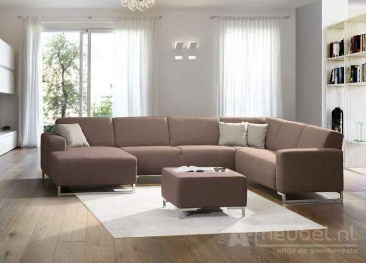 U-Bankstel Kerkdriel - u-banken - Taupe, Huis en Inrichting, Banken | Sofa's en Chaises Longues, Nieuw, Stof