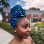 Afrikaanse Blauw & Turquoise Mandala Patchwork hoofddoek - h, Kleding | Dames, Hoeden en Petten, Ophalen of Verzenden, Nieuw