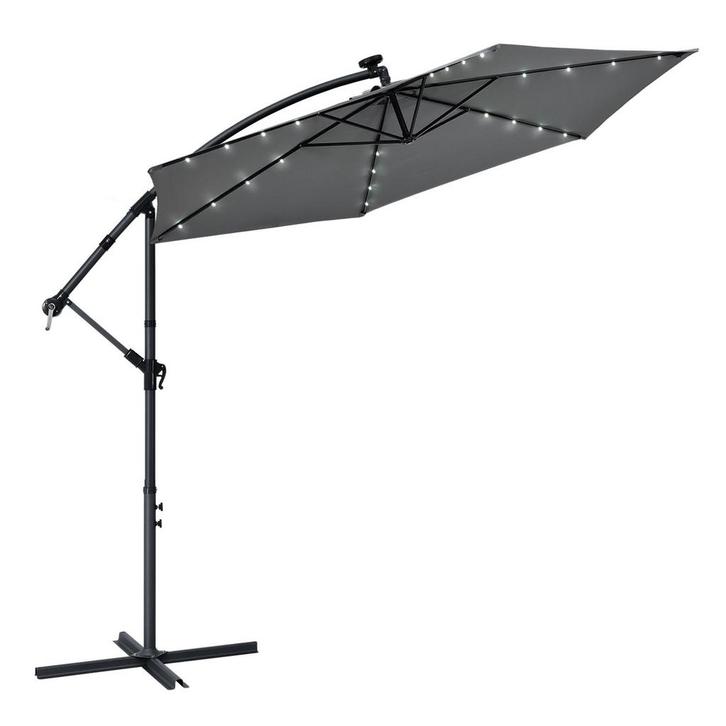 Parasol Brazil - 3,5 m - Incl. LED - Donkergrijs, Tuin en Terras, Parasols, Nieuw, Verzenden