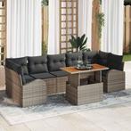 vidaXL Tuin Sofa Set met opslag 8 pcs Grijs Poly riet, Verzenden, Nieuw, Rotan