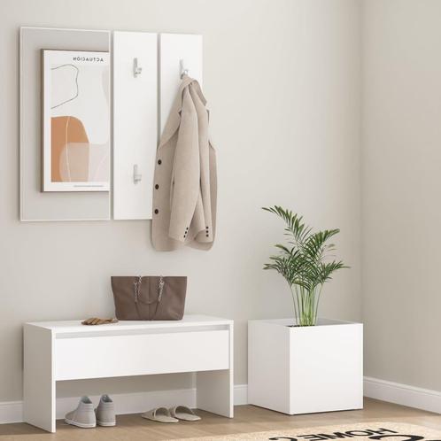 vidaXL Garderobe set bewerkt hout wit, Huis en Inrichting, Banken | Voetenbanken en Poefen, Nieuw, Verzenden