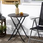 TRUUSK Ronde Opklapbare Tafel Ø60 Cm Tuin-Eettafel Met Decor, Verzenden, Nieuw