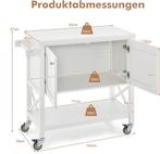Keukentrolley - Trolley op wieltjes - 100x38x87 cm - Wit - C, Verzenden, Zo goed als nieuw