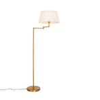 Vloerlamp brons met wit plisse kap en verstelbare arm -, Huis en Inrichting, Lampen | Vloerlampen, Nieuw, Overige materialen, Klassiek / Antiek