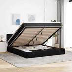 vidaXL Ottoman bed met matrassen en LEDs 200x200cm fluweel, Verzenden, Zwart, Overige maten, 200 cm