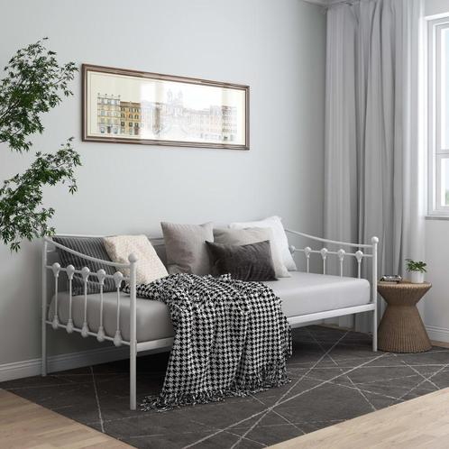 vidaXL Slaapbank metaal wit 90x200 cm, Huis en Inrichting, Slaapkamer | Bedden, 90 cm, 200 cm, Wit, Eenpersoons, Nieuw, Metaal