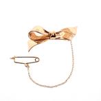 Rosé gouden broche | Strik met veiligheidskoortje (vintage), Sieraden, Tassen en Uiterlijk, Broches, Ophalen of Verzenden, Gebruikt