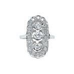 Witgouden vintage prinsessen ring met diamant 14 krt, Sieraden, Tassen en Uiterlijk, Ringen, Ophalen of Verzenden, Nieuw