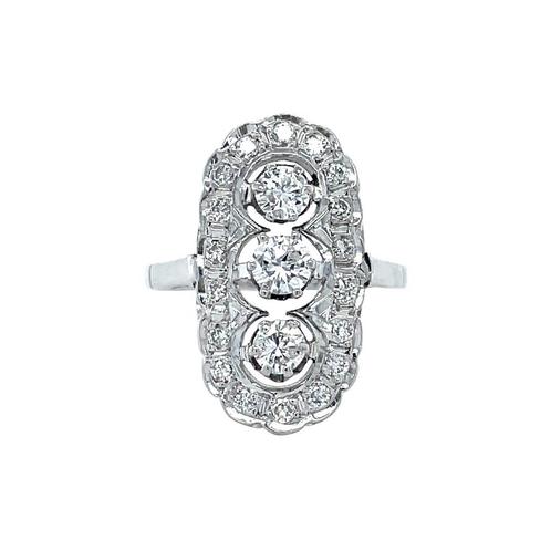 Witgouden vintage prinsessen ring met diamant 14 krt, Sieraden, Tassen en Uiterlijk, Ringen, Nieuw, Ophalen of Verzenden