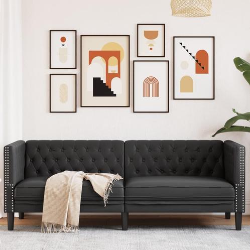 vidaXL Driezitsbank Chesterfield-stijl kunstleer zwart, Huis en Inrichting, Banken | Bankstellen, Nieuw, Leer, Driepersoons, Verzenden