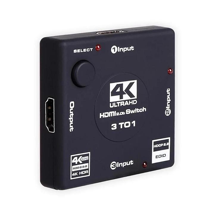 DrPhone HS10 HDMI 2.0 Switch 3 in 1 uit - 4K@60hz - 3-poorts, Audio, Tv en Foto, Audiokabels en Televisiekabels, Verzenden