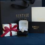 Gouden vintage strik ring met diamant 14 krt/950, Ophalen of Verzenden, Nieuw