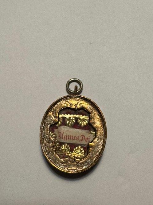 Reliekhouder - Glas, Metaal, Textiel - 1850-1900 - Agnus Dei, Antiek en Kunst, Kunst | Niet-Westerse kunst