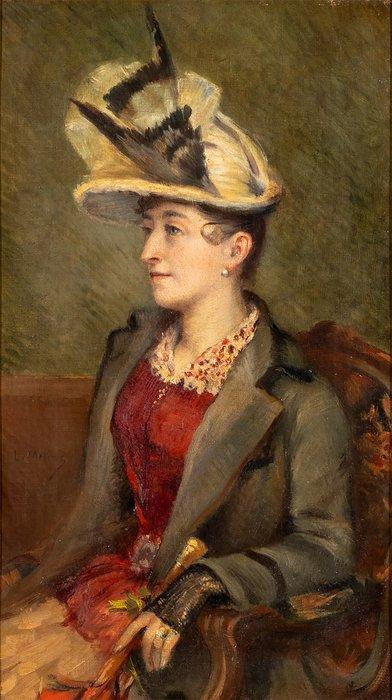 Lucien Métivet (1863 – 1932) - Ritratto di dama con cappello, Antiek en Kunst, Kunst | Schilderijen | Klassiek