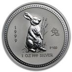 Lunar I - Year of the Rabbit - 1 oz 1999 (63.644 oplage), Zilver, Losse munt, Verzenden