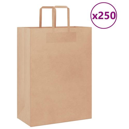 vidaXL Papieren zakken 250 st met hengsels 32x17x44 cm bruin, Diversen, Cadeauverpakkingen, Nieuw, Verzenden