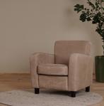 Leren fauteuil - Kenia Leer Taupe - Hout zwart, Huis en Inrichting, Fauteuils, Nieuw, Ophalen of Verzenden, Landelijk, 75 tot 100 cm