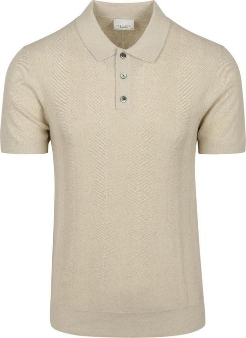 Profuomo Poloshirt Linen Blend Herringbone Ecru maat M Heren, Kleding | Heren, Polo's, Beige, Nieuw, Maat 48/50 (M), Verzenden