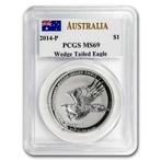 Wedge Tailed Eagle 2014 PCGS MS69 gecertificeerd - 1 oz, Postzegels en Munten, Munten | Oceanië, Zilver, Losse munt, Verzenden