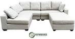 Refurbished 5-zits hoekbank gebroken wit | 1 jaar garantie!, Huis en Inrichting, Gebruikt, Hoekbank, Vierpersoons of meer, 250 tot 300 cm
