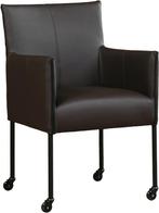 Donkerbruine leren moderne kuipstoel - poot rond zwart met w, Huis en Inrichting, Stoelen, Overige kleuren, Nieuw, Leer, Ophalen of Verzenden