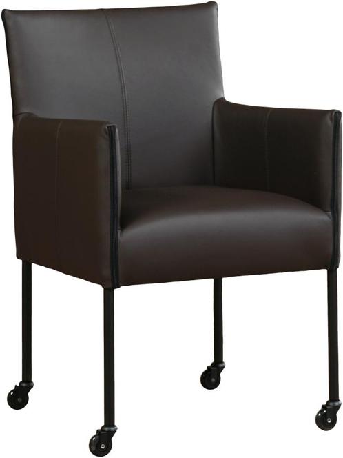 Donkerbruine leren moderne kuipstoel - poot rond zwart met w, Huis en Inrichting, Stoelen, Eén, Overige kleuren, Nieuw, Leer, Ophalen of Verzenden