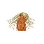 Gouden Medusa hanger in bloedkoraal en parels, Sieraden, Tassen en Uiterlijk, Bedels, Ophalen of Verzenden, Gebruikt, Goud, Overige merken