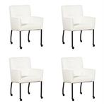 Set van 4 Witte leren moderne eetkamerstoelen - Toledo Leer, Overige kleuren, Nieuw, Leer, Ophalen of Verzenden