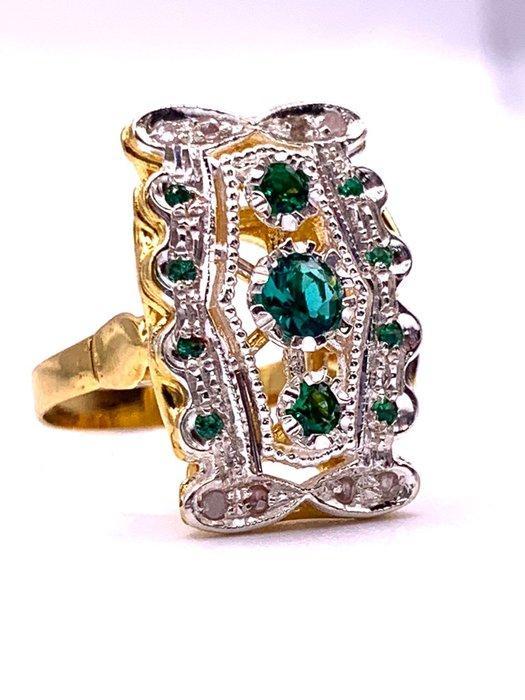 Zonder Minimumprijs - Cocktailring - 9 kt. Geel goud, Zilver, Sieraden, Tassen en Uiterlijk, Antieke sieraden