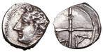 Gallië, Massalia, Keltisch Obol (~100-50 BCE) Apollo, Rad,, Postzegels en Munten