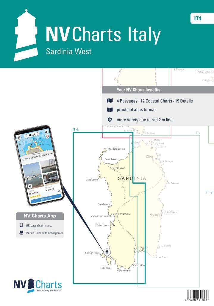 NV Charts Italië - IT 4 - Sardinië West, Watersport en Boten, Accessoires en Onderhoud, Nieuw, Ophalen of Verzenden