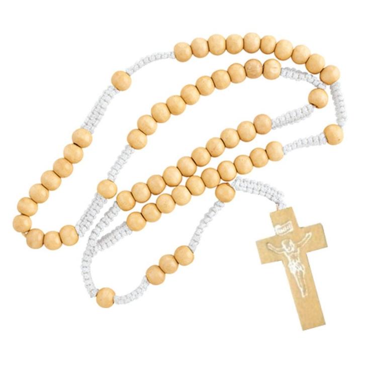 Fako Bijoux - Ketting - Rozenkrans - Hout - Wit, Sieraden, Tassen en Uiterlijk, Kettingen, Verzenden