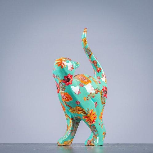 Figuur - Flower cat - polyresin, Antiek en Kunst, Curiosa en Brocante